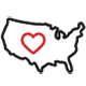 Black and red line art depicting the border of the contiguous United States with a red heart inside it Black and red line art depicting the border of the contiguous United States with a red heart inside it